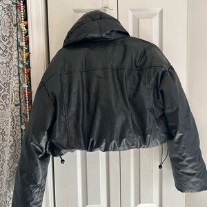 Forever 21 Black Leather Cropped Jacket